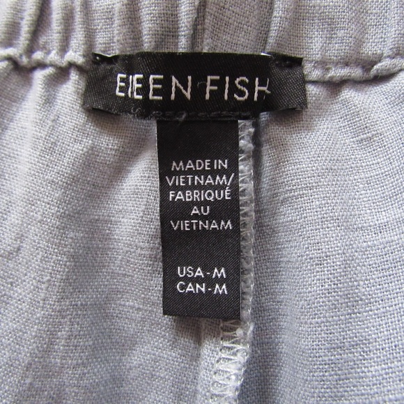 Eileen Fisher Linen Wide Leg Pants Medium Light Blue Cropped Pull On Pockets - Picture 11 of 11